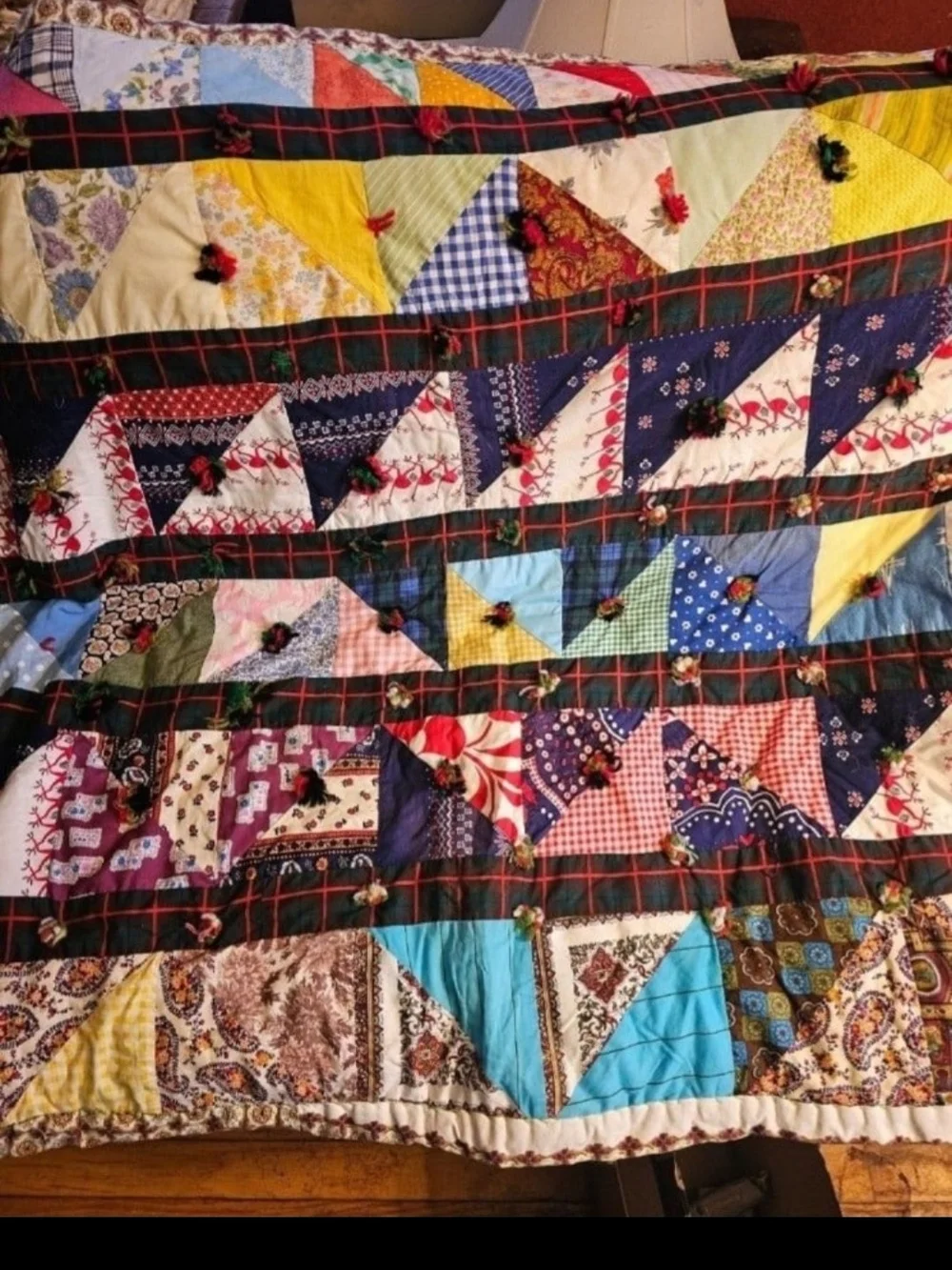 Vintage Handmade Crazy Quilt, Measures 72